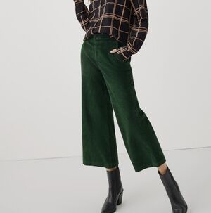 Pact Women's Green Corduroy Wide-Leg Pants